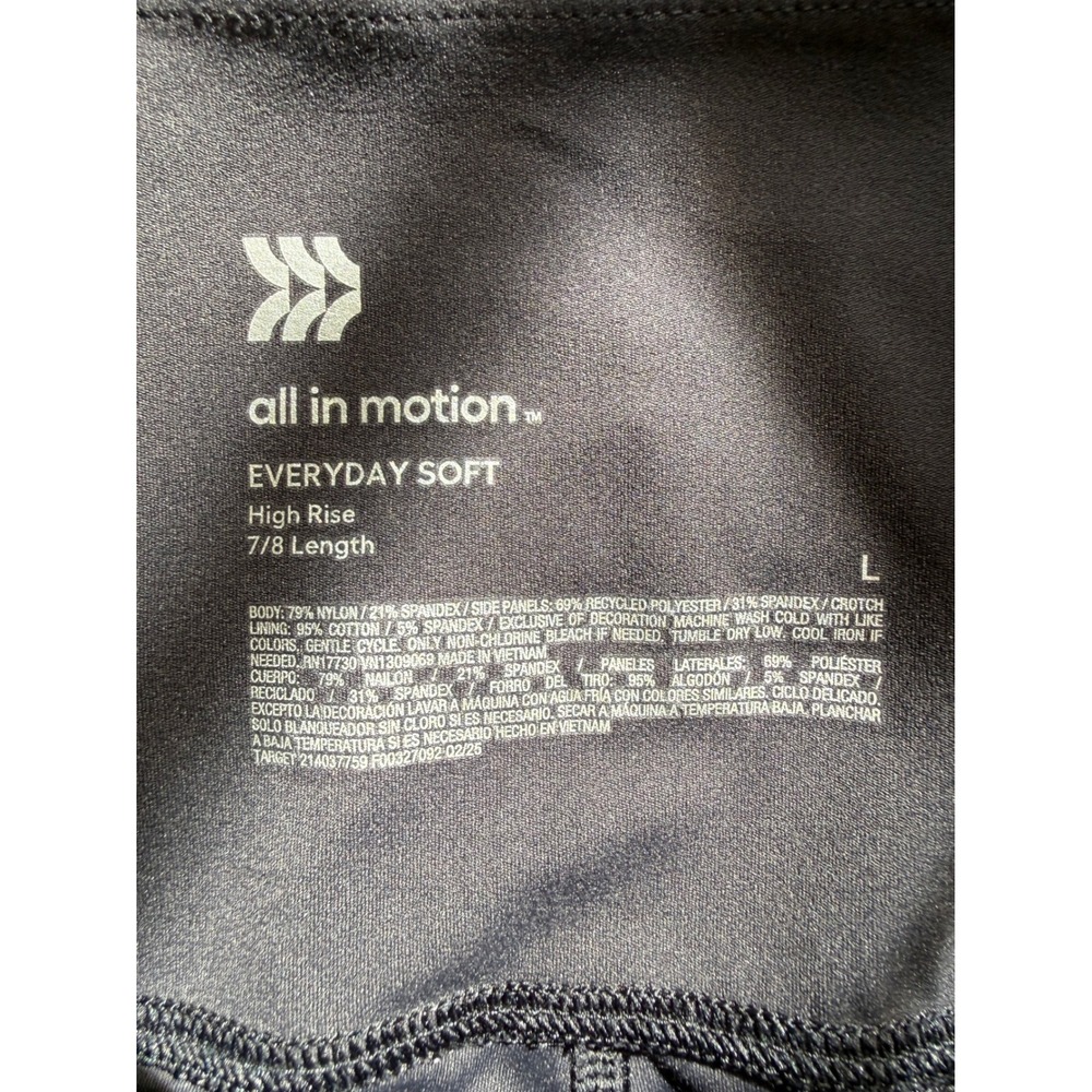 All in Motion Everyday Soft High Rise 7/8 Leggings Black Tan Stripe Large - Picture 3 of 6